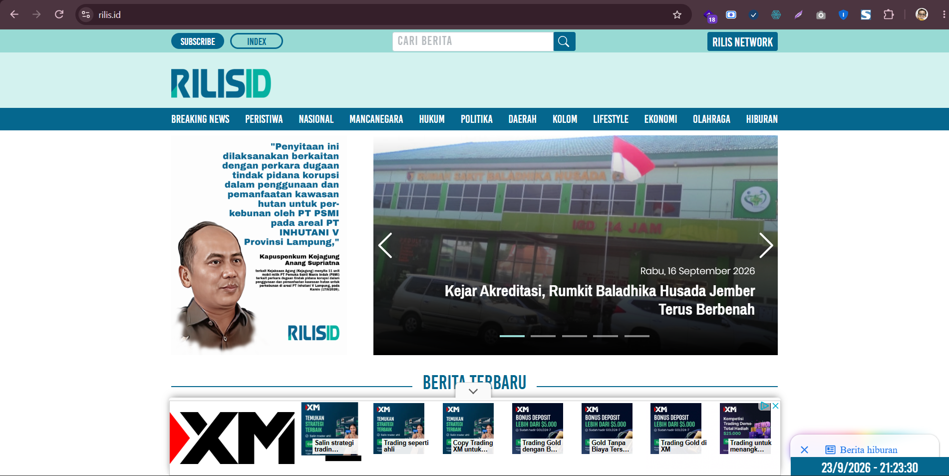 Cuplikan tampilan RILISID
